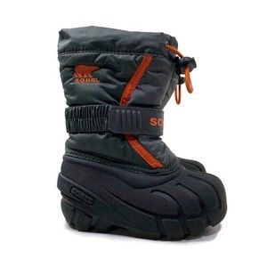 Sorel Flurry Weather Resistant Snow Boot Black Gray Toddler 7 Boy Girl